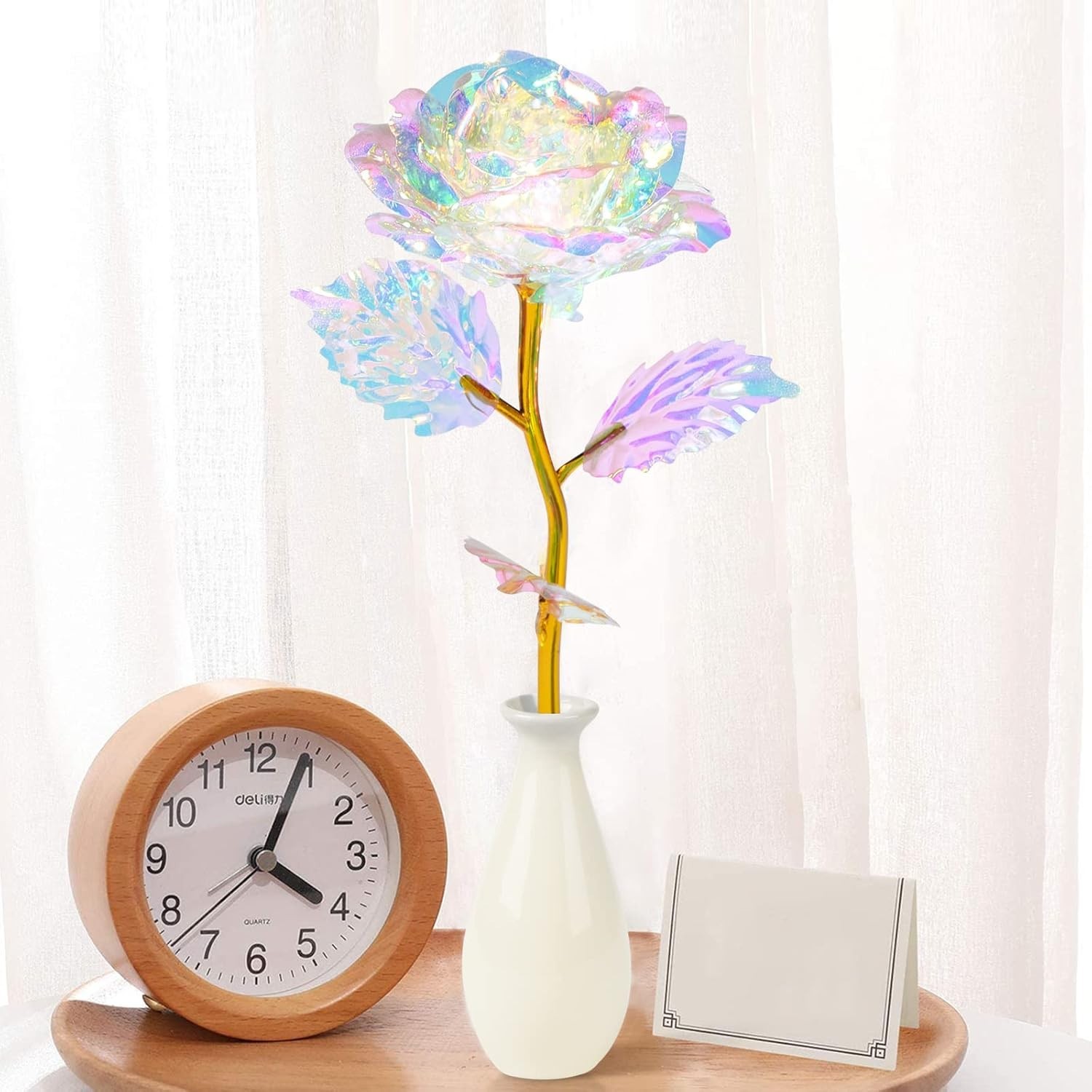 Valentines Day Rose Gifts for Her Birthday Gift for Women Galaxy Glass Rose
