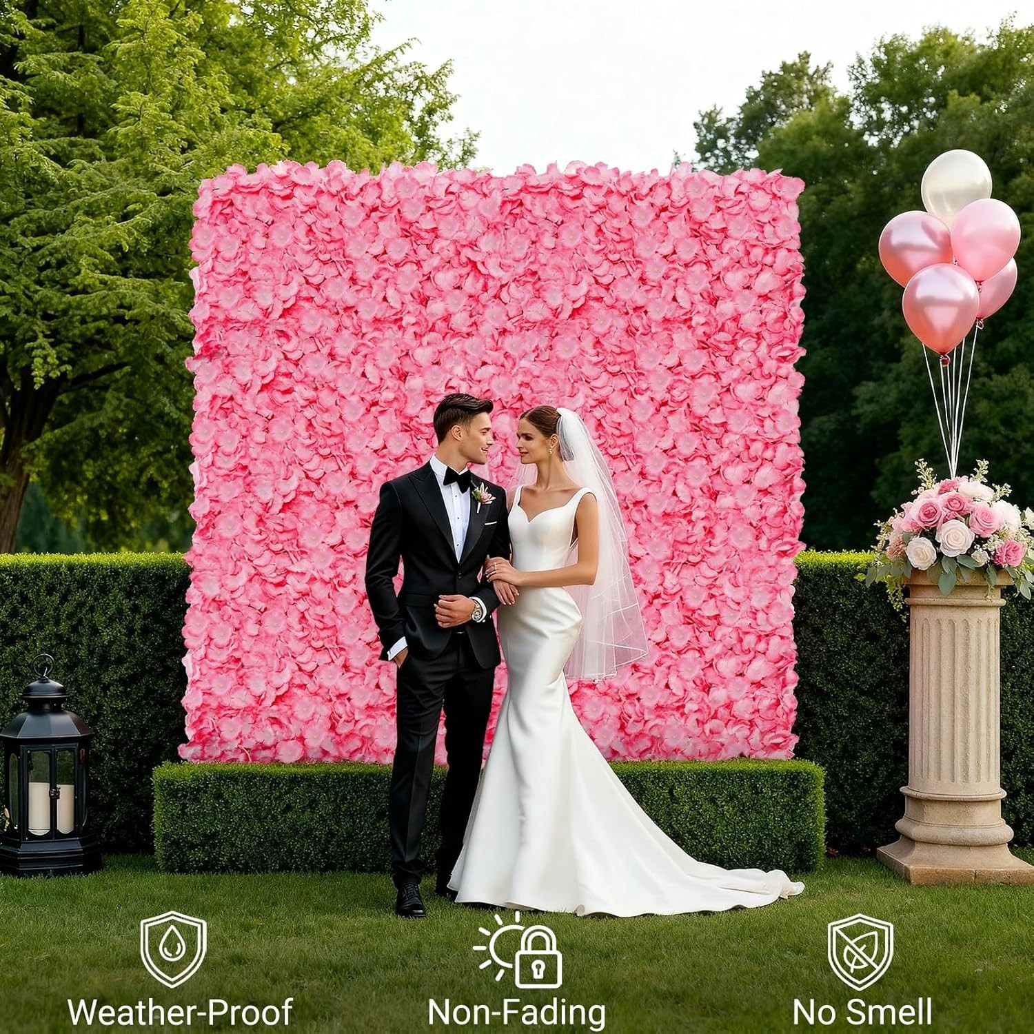 $4 Pack 24×16 Flower Wall Panel Set, 3D Silk Pink Hydrangea