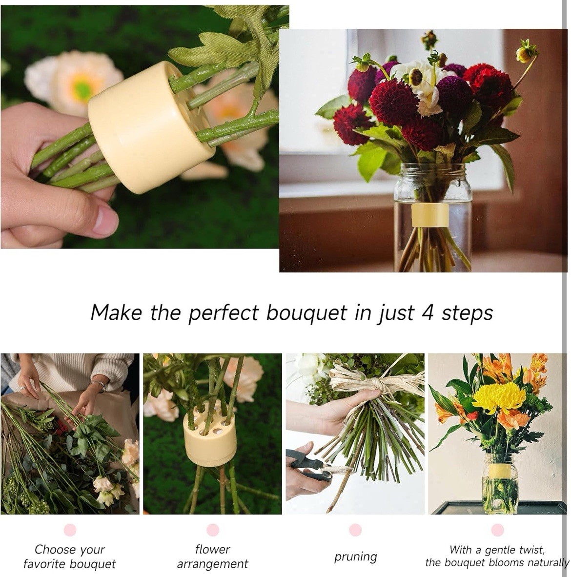 Spiral Flower Stem Holder/Arranger for Vases – 2pk in Yellow