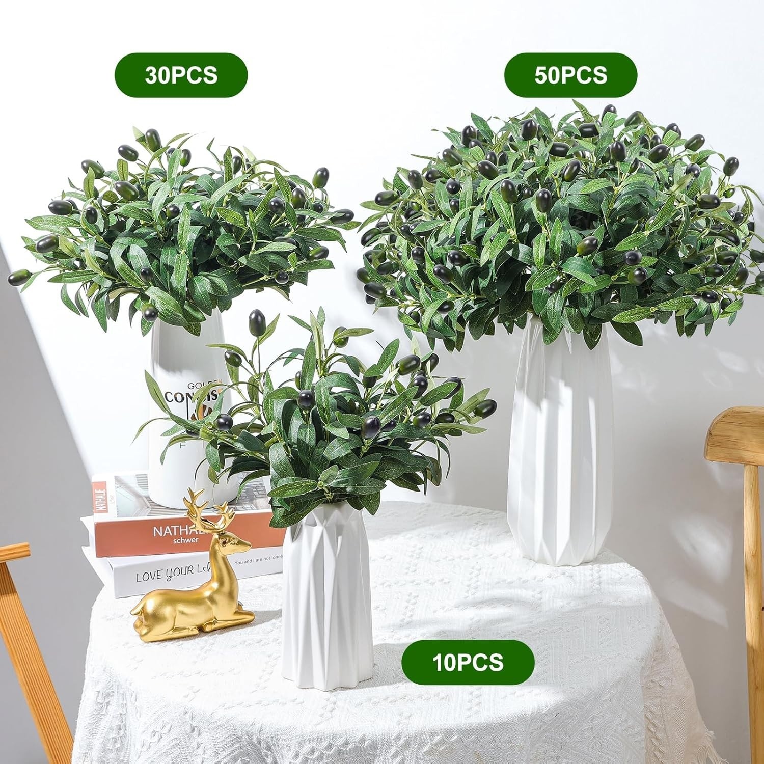 Hojas De Aceituna Artificiales, Hojas Tropicales Falsas, Decoración De Mesa NEW.