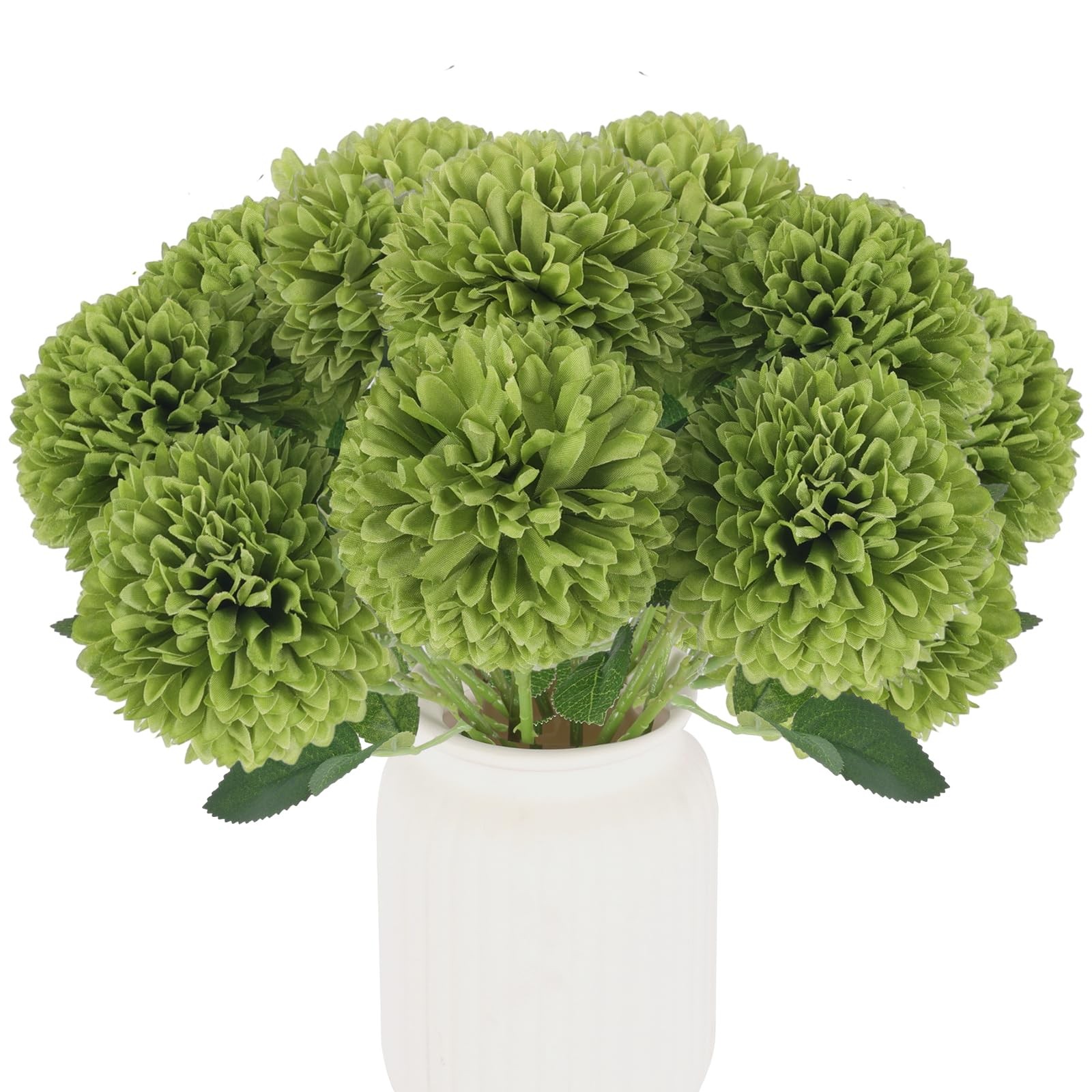 12 Pcs Artificial Chrysanthemums Flowers Flower, Fake Mums Flowers Green Silk…