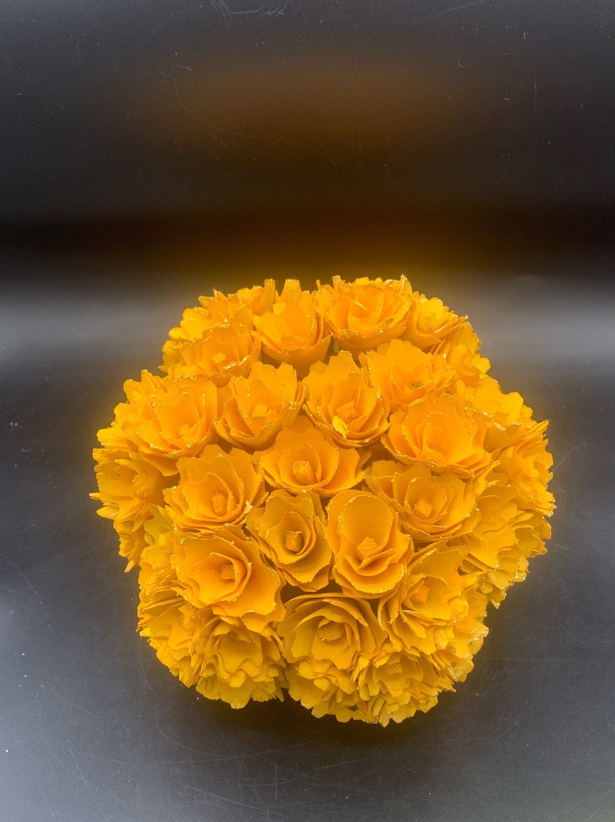 New Shaved Wood Floral Pumpkin Orange Flowers Thanksgiving Bouquet Decor Carved