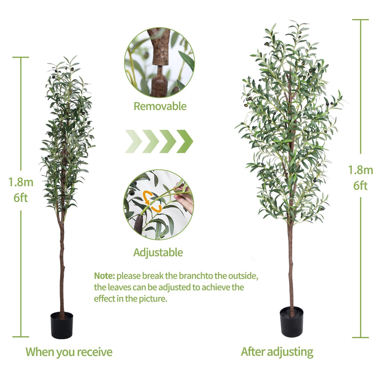 Artificial Olive Tree, 6FT Tall Faux Olive Trees 72in Outdoor Fake Potted Sil…