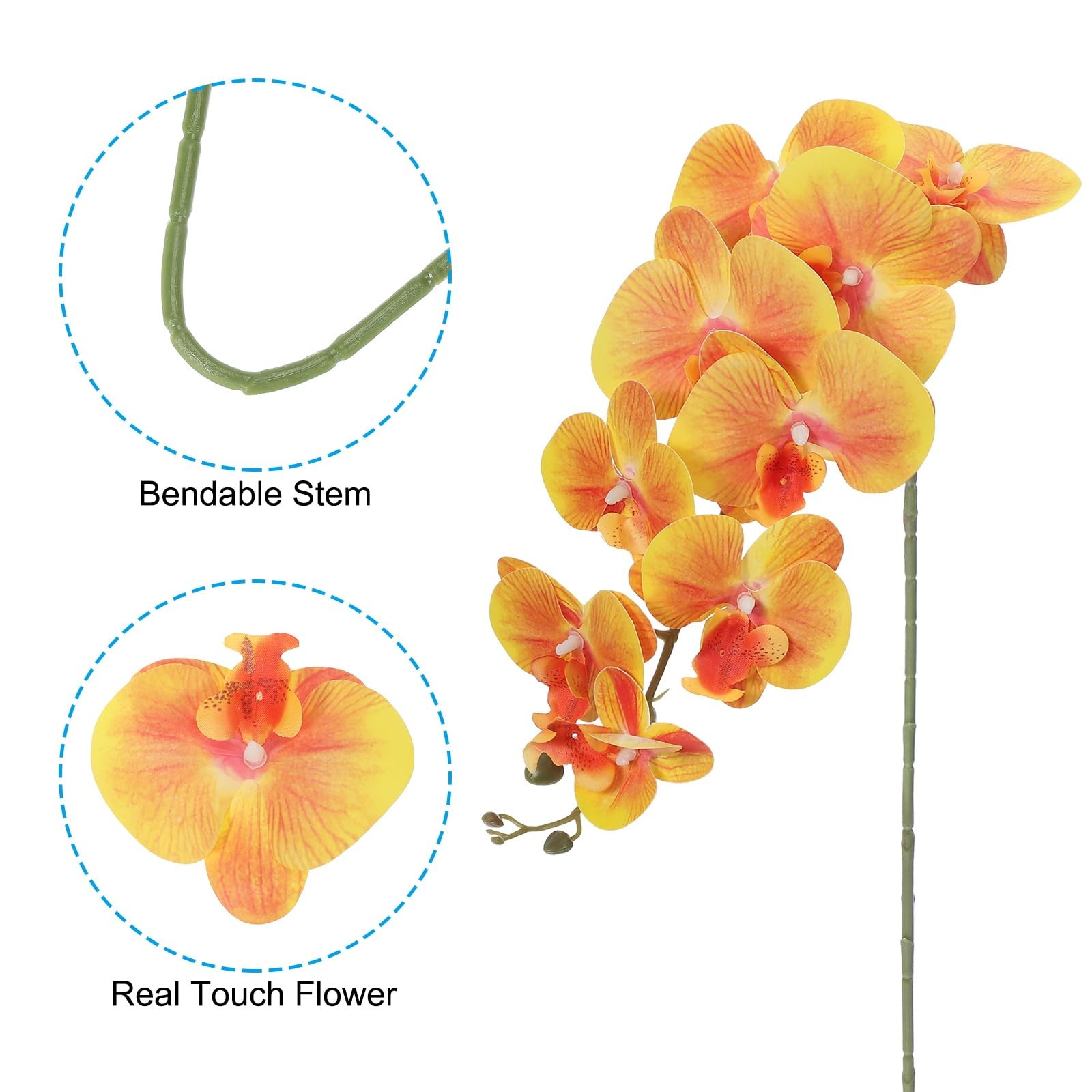 PATIKIL Artificial Orchid Stems 41″, 3 Pack 9 Heads Faux Phalaenopsis Flowers…