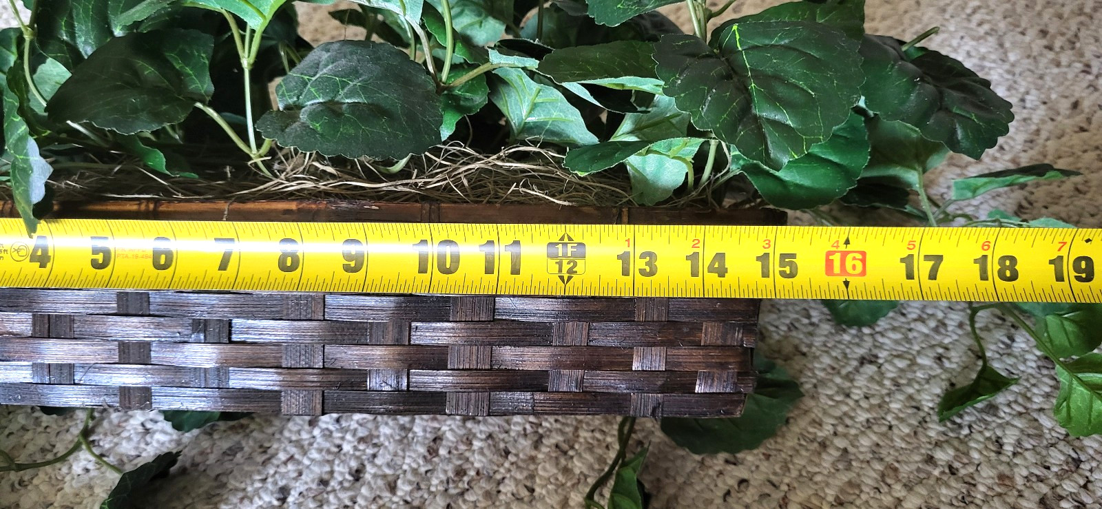 Indoor Artificial Ivy Silk Ledge Plant w/ Rectangle Basket 15″ — Set of 2