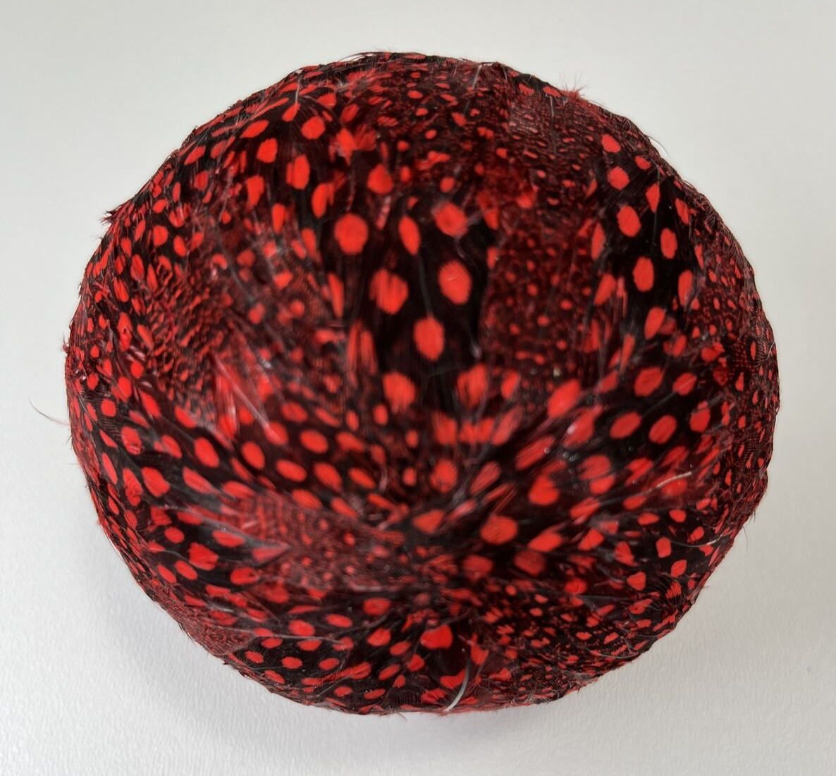 4 Red & Black Dyed Feather Spheres Home Decor Bowl Filler Foam Balls Ornaments