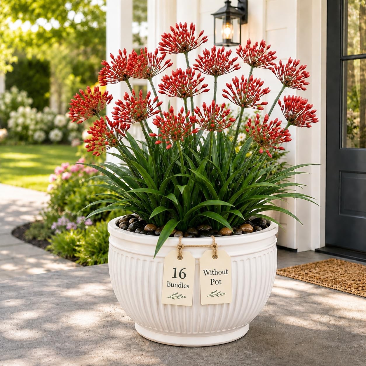 Artificial Agapanthus Flowers -18.6″ Tall 16 Stems Faux Outdoor Plant,UV-Resi…