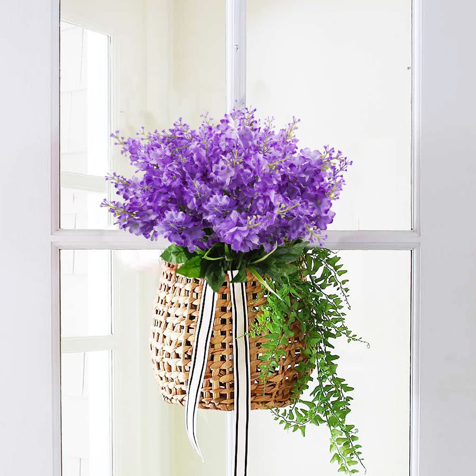 Uieke 6Pcs Artificial Fake Silk Wisteria Flowers, 13.7” Faux Hyacinth Flowers f