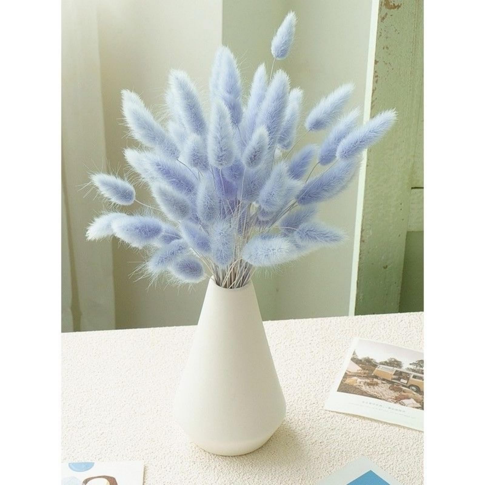 120 PCS Blue Dried Pampas Grass Decor, 17-inch Pompas Floral, Dry Flowers for…