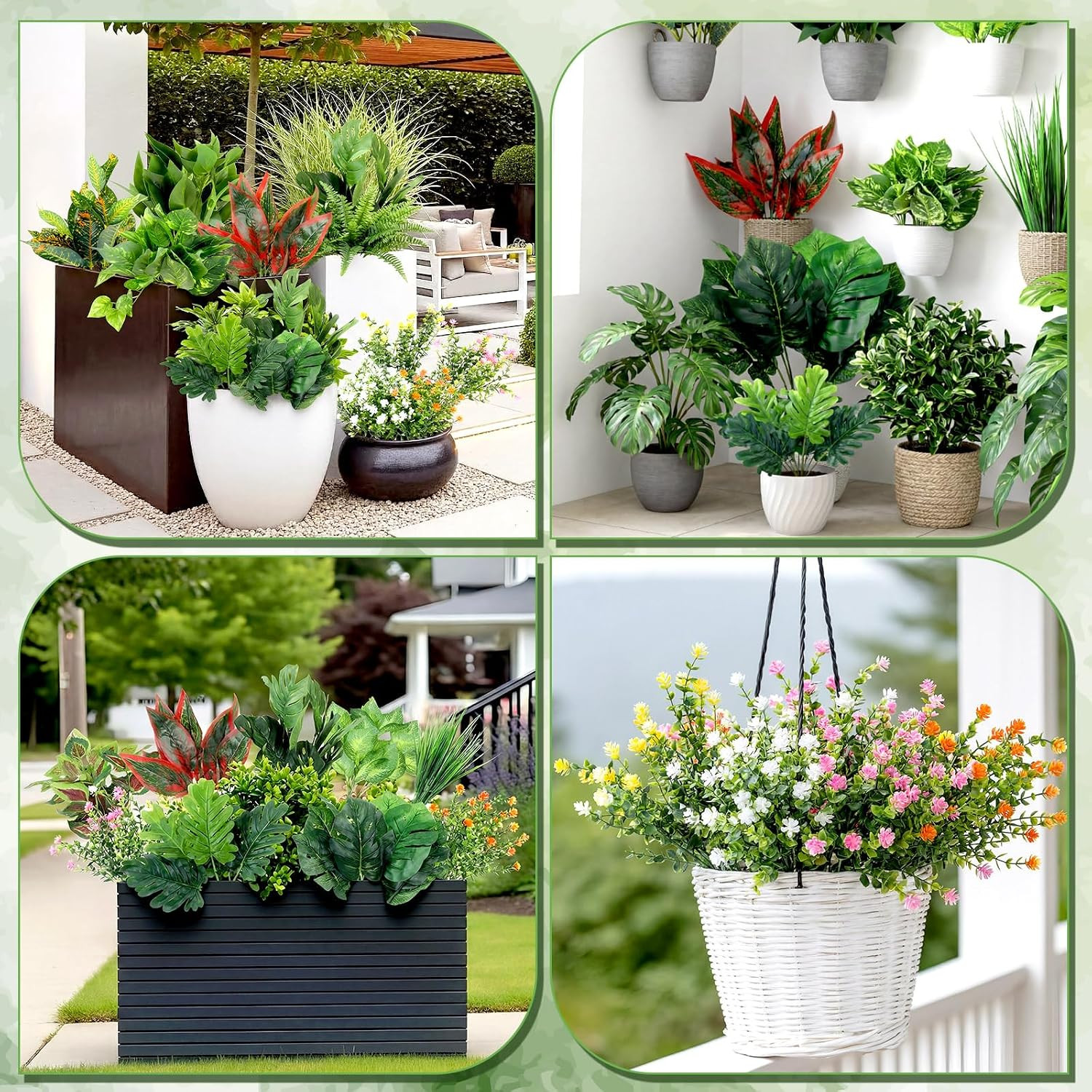 30 UV Resistant Faux Greenery Bushes for Indoor/Outdoor Decor