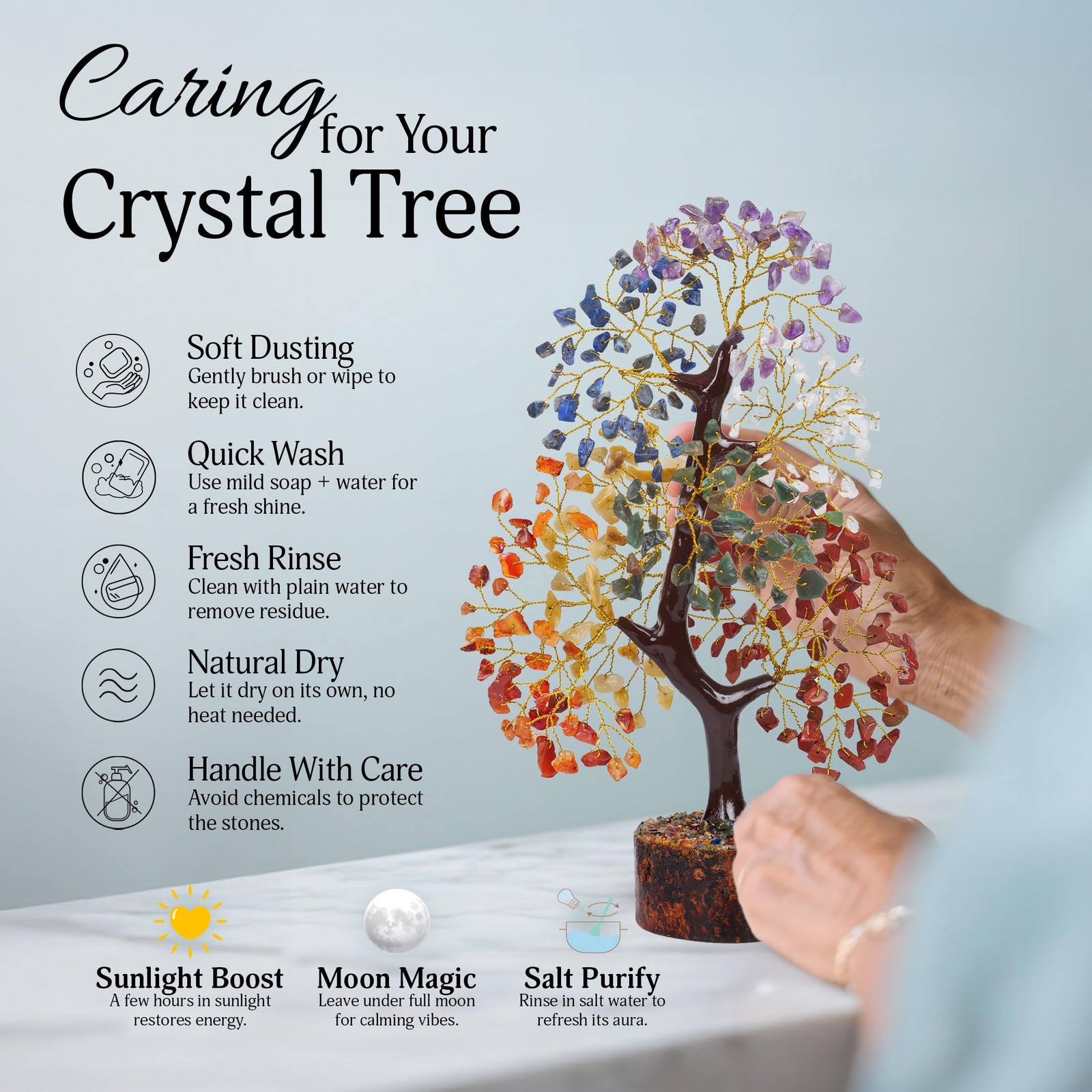 Cristales y piedras curativas | Regalos de cumpleaños mujeres | Árbol de cristal