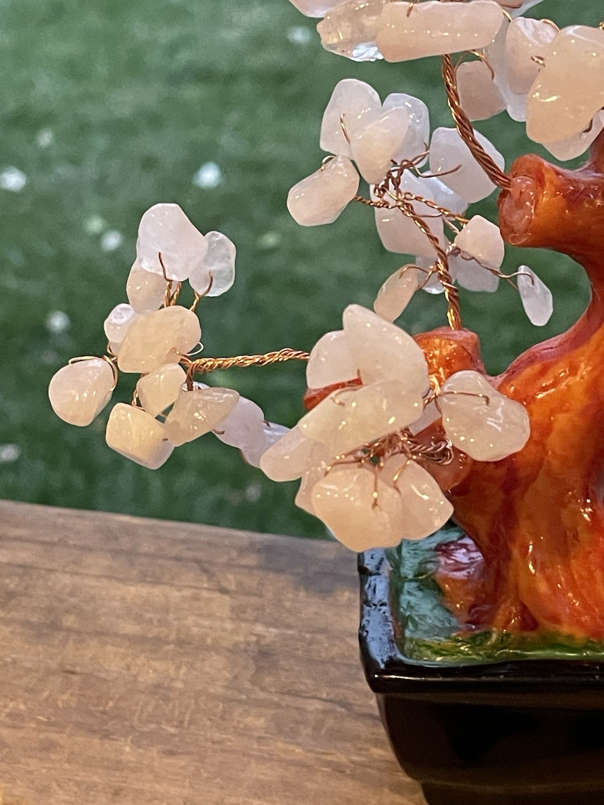 Natural Rose Stone Asian Style Bonsai Money Tree Pink Quartz Crystal Feng Shui