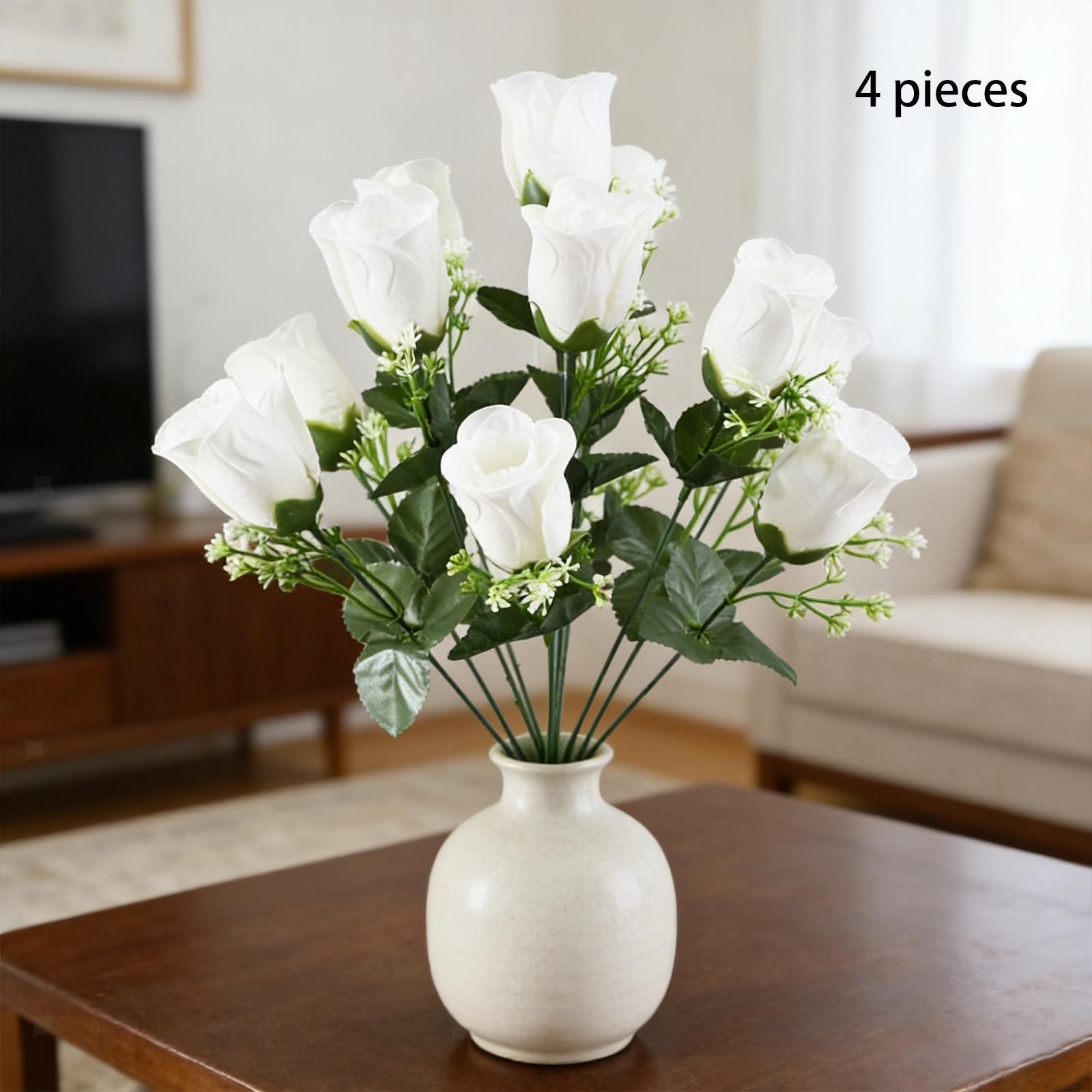 4 Pieces Artificial Rose Flowers DIY Simulation Flower for Home Indoor Party