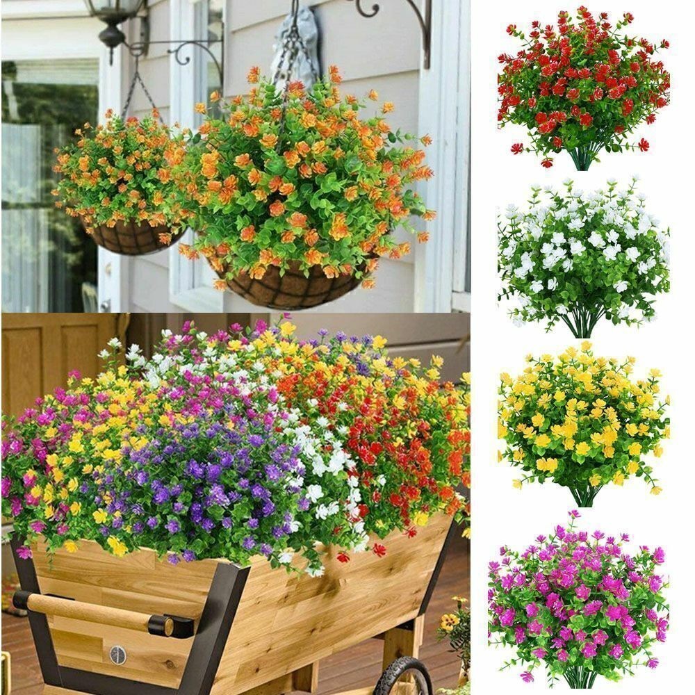 4 Pack Artificial Flowers Fake Outdoor UV Resistant Boxwood Plants Shrubs Decor