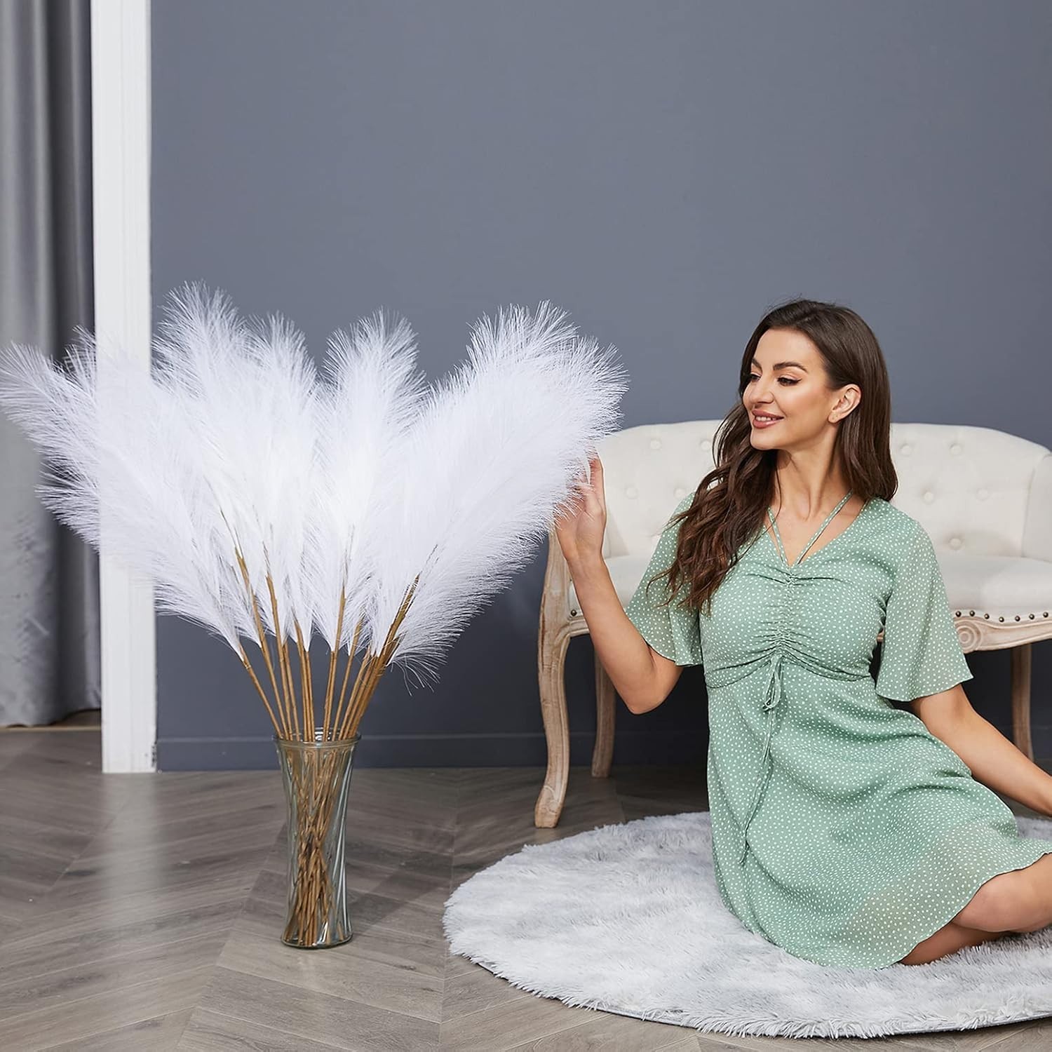 Versatile 38” Faux Pampas Grass – 8 PCS Silk Decor for Classy Events & Home