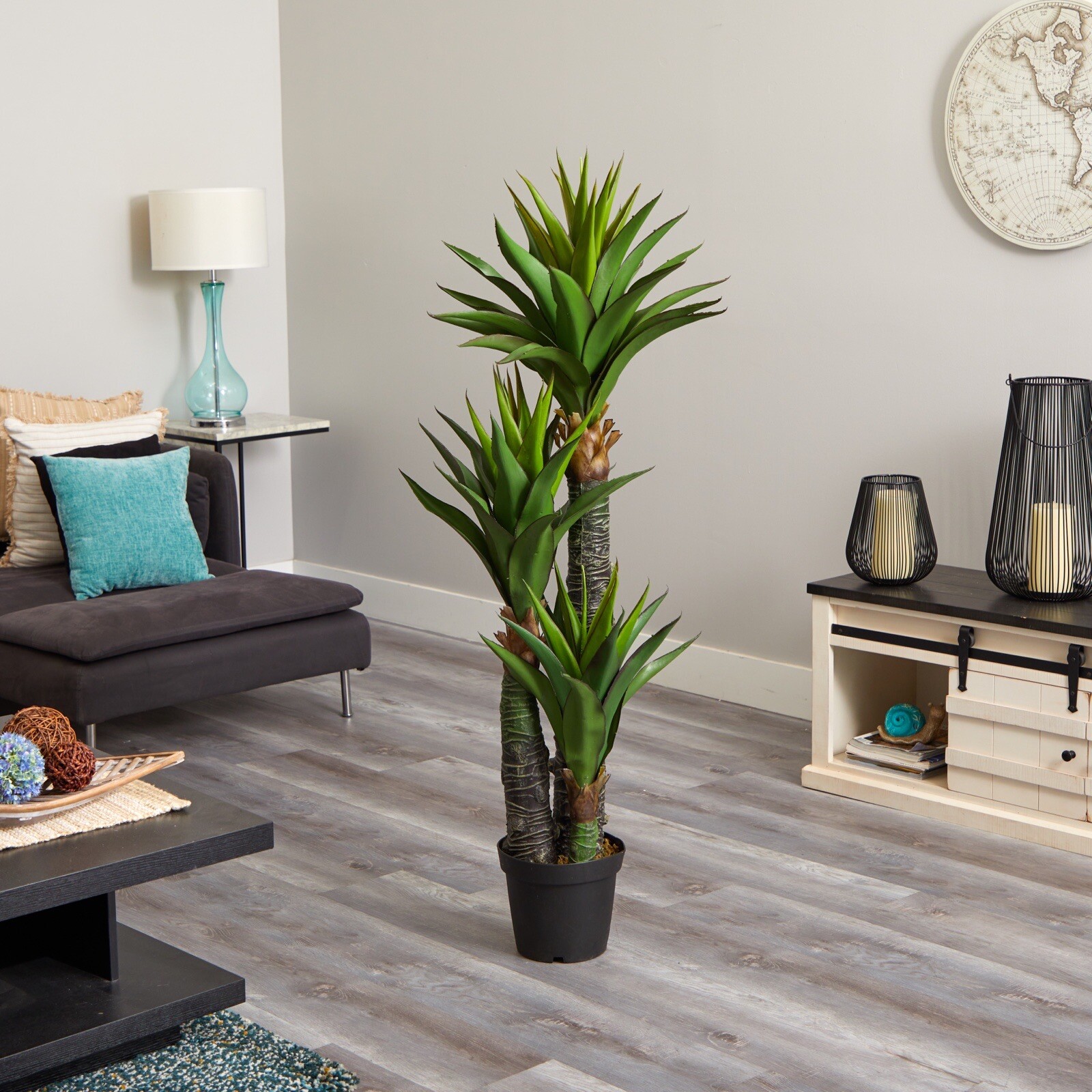 5’ Yucca Artificial Tree w/3 Trunks & 66 Lvs Home Office Decor. Retail $358