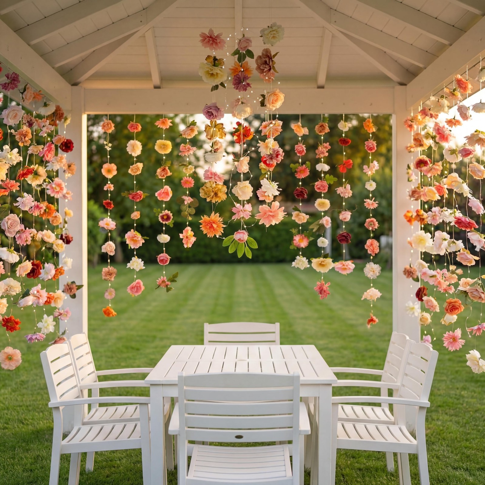 6 Pack 35.4ft Fake Flower Garland Backdrop with Lights Hanging Wildflower Flo…