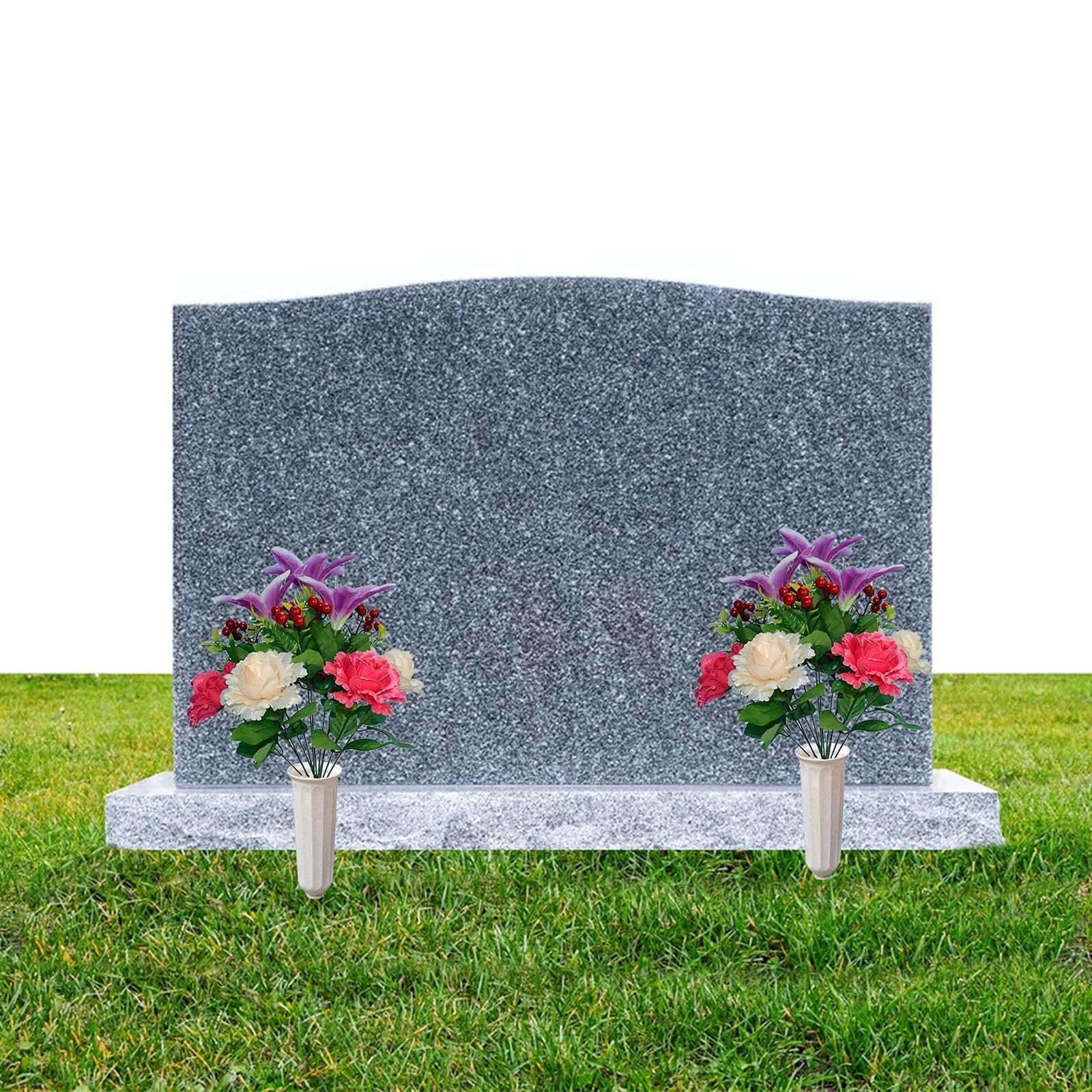 KAPIQIU Artificial Memorial Flowers with Vase: Exquisite Gravestone Decor for…
