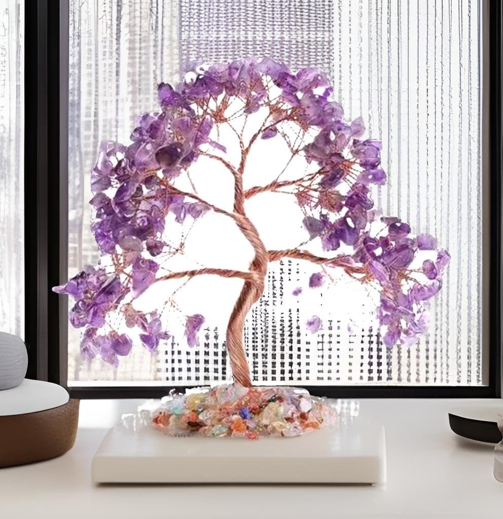Crystal Tree of Life 7 Chakra Healing Stones for Home, Office Desk Decor, Fen…