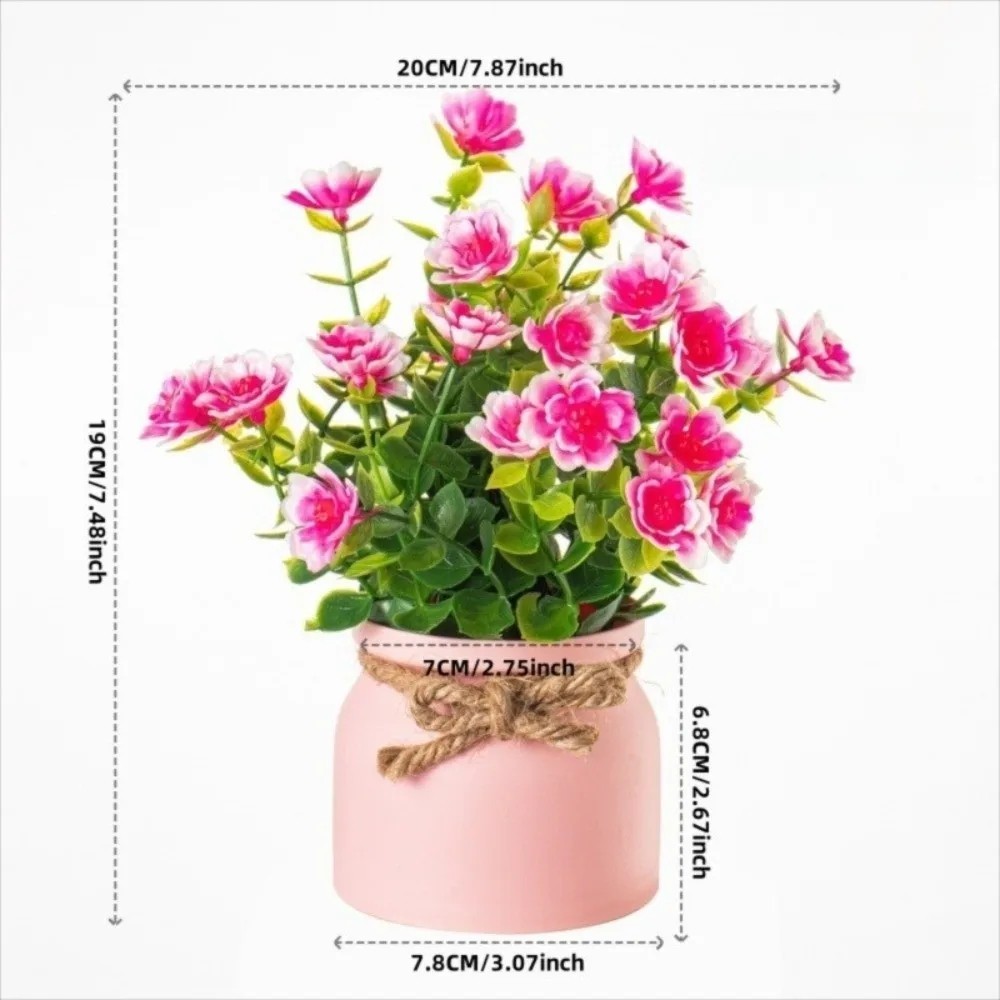 Mini Artificial Potted Plant Fake Evergreen Bonsai Table Home Office Garden