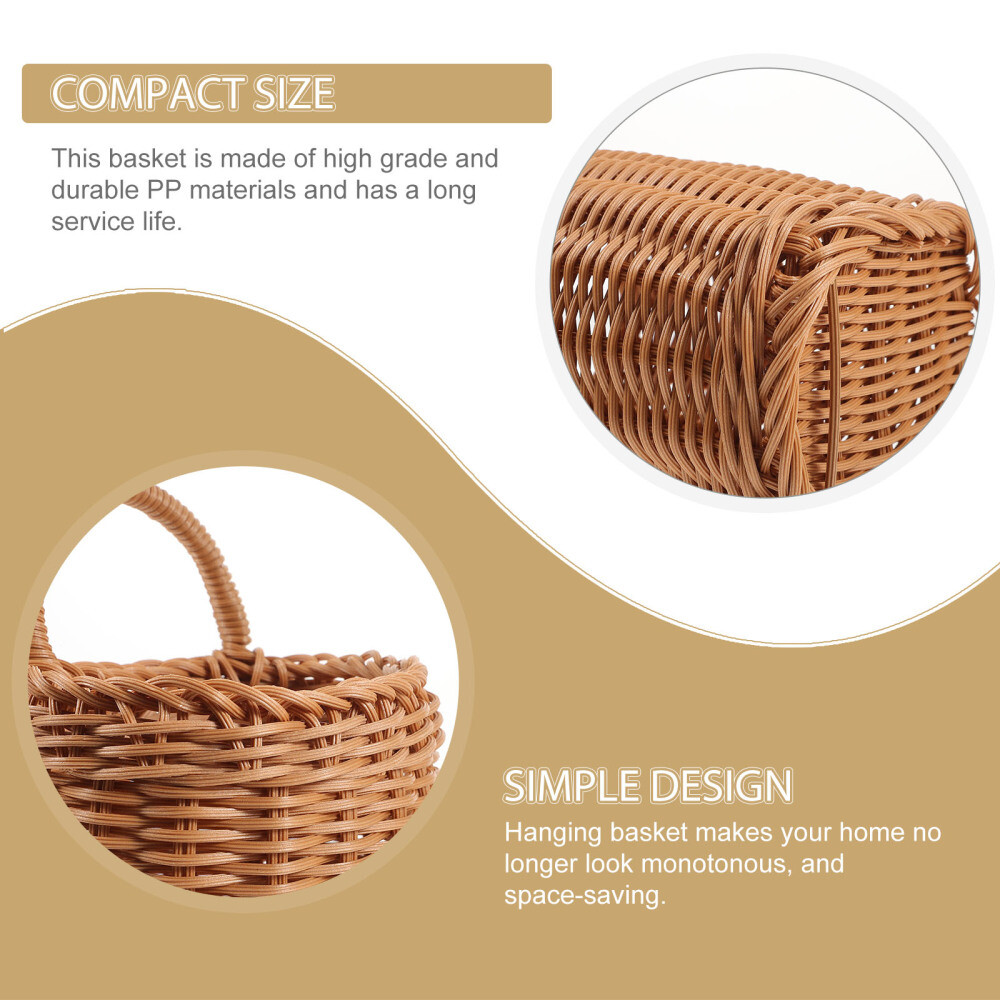 Front Door Basket Wall Hanging Baskets for Storage Rattan Home Brown Flower