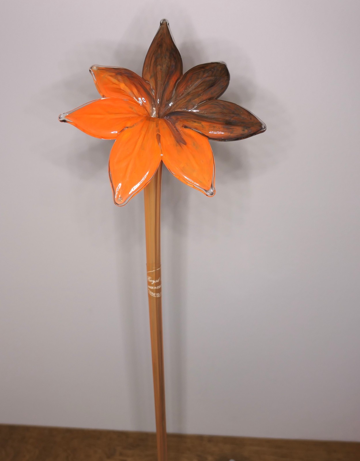 4 Art Glass Flowers Long Stem Czech Republic Royal Gallery Lilies Tulips 18″
