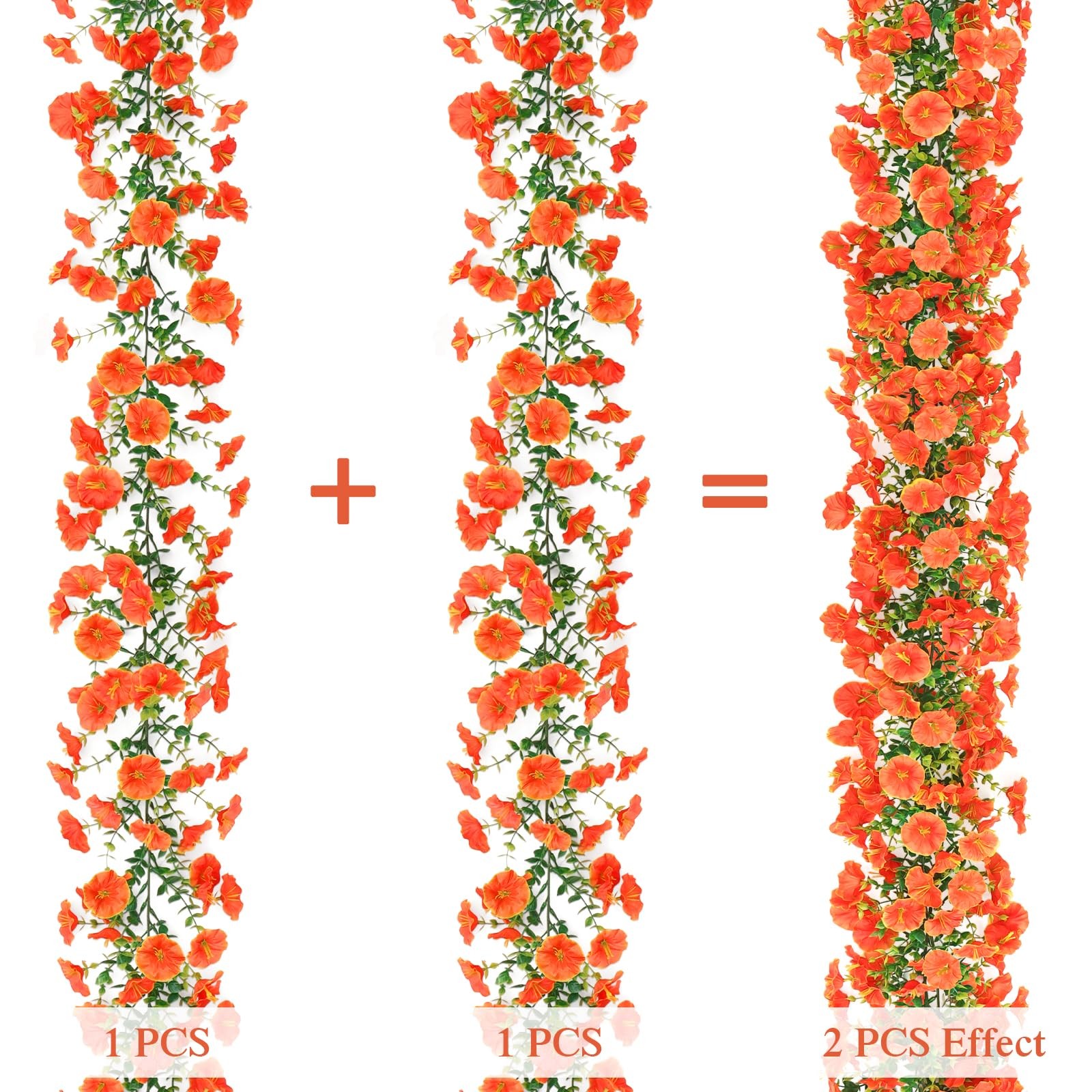 2 Pack Spring Summer Flower Garland 5.9FT Artificial Morning Glory Flower Vin…