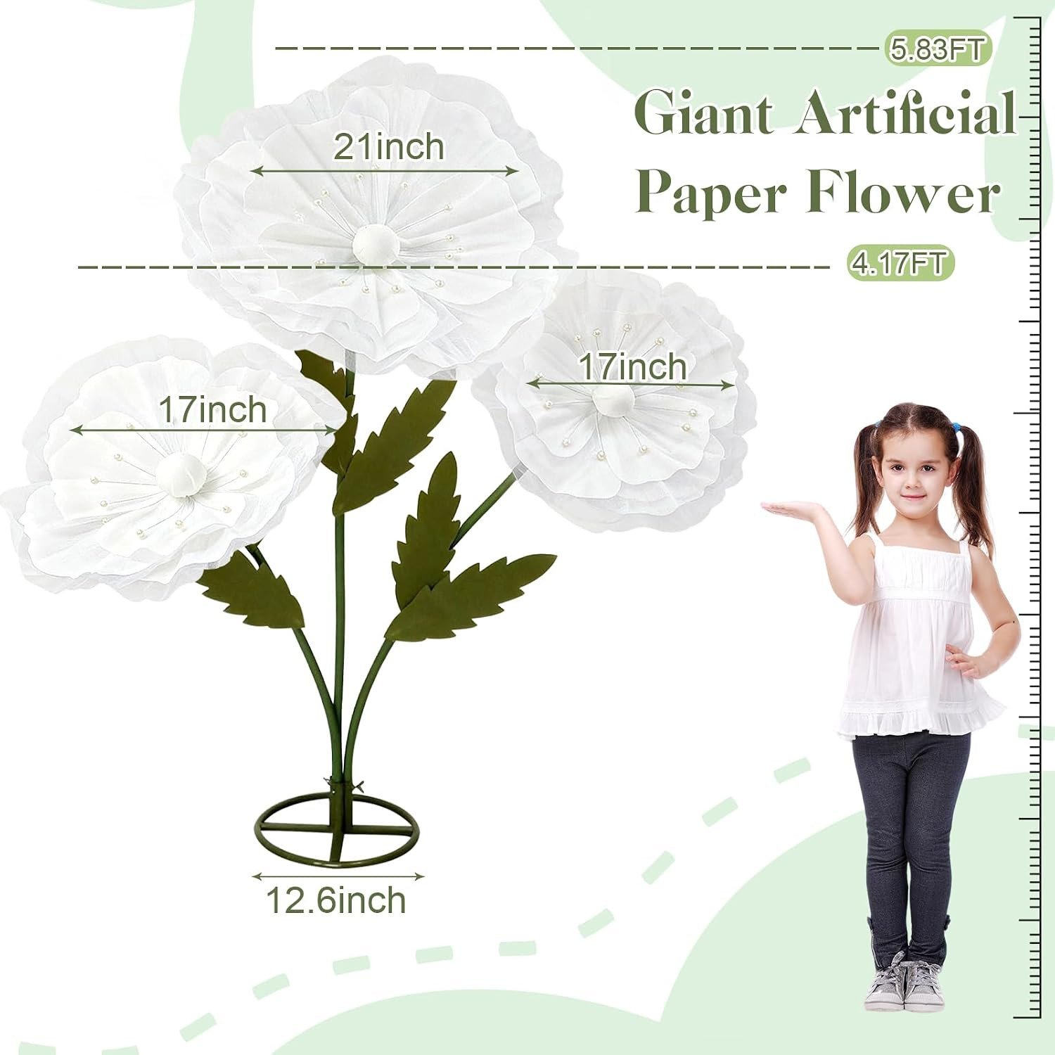 3PCS Giant Flowers for Decoration, 5.9Ft Large Artificial Silk and Foam Flower w