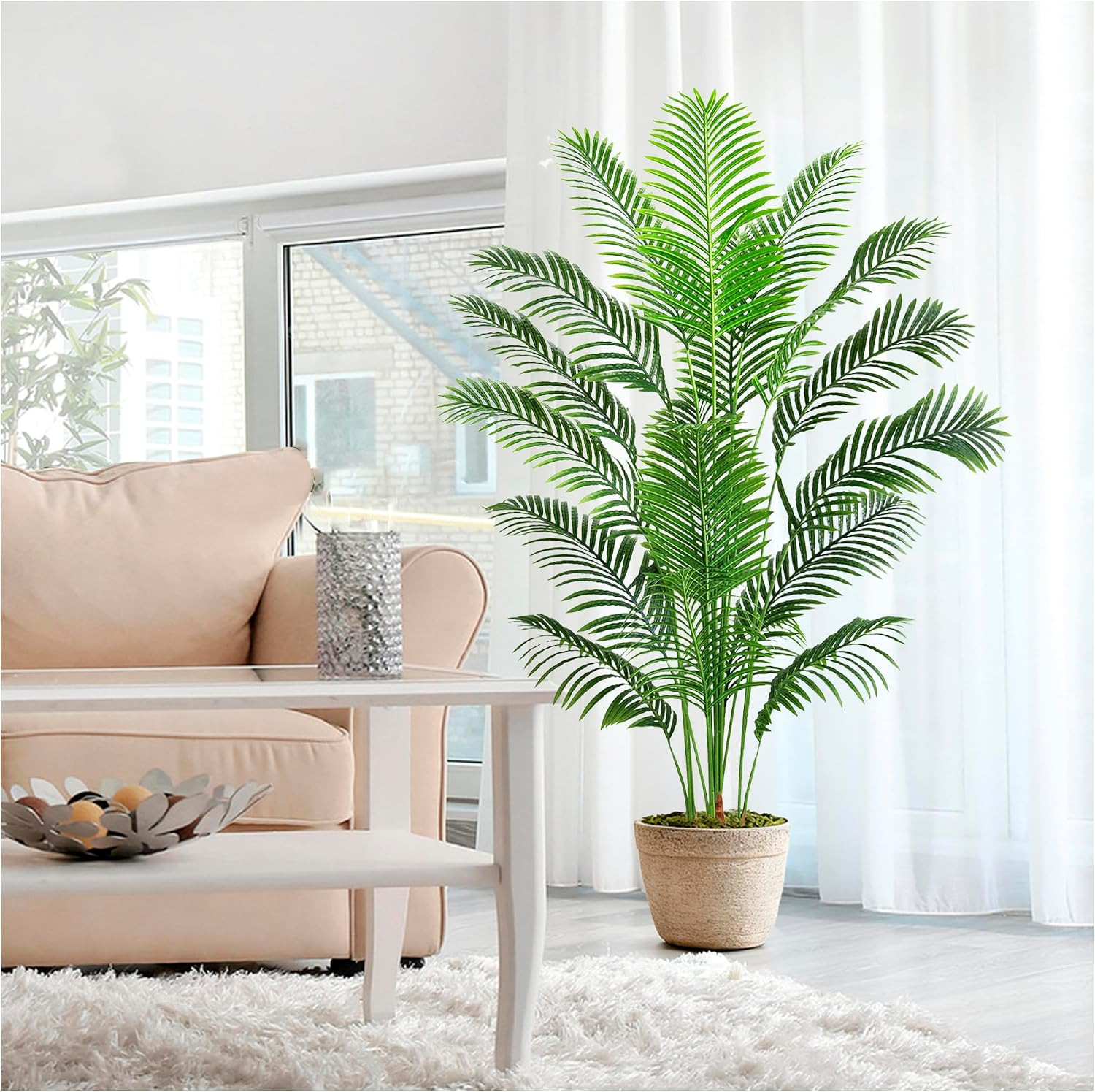 6FT Artificial Areca Palm Tree Faux Indoor Plant 18 Leaves Home Office Decor Pot