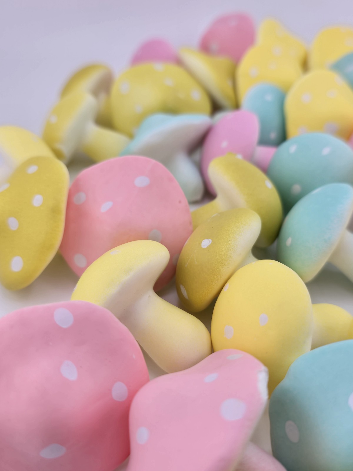 Sm Pastel Mushrooms Easter Spring Table Scatter Vase Filler Boho Farmhouse NEW