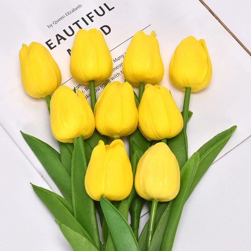 Tulip Flower 5 PCS Bouquet Artificial Lifelik Wedding Home Festival Decor Gift