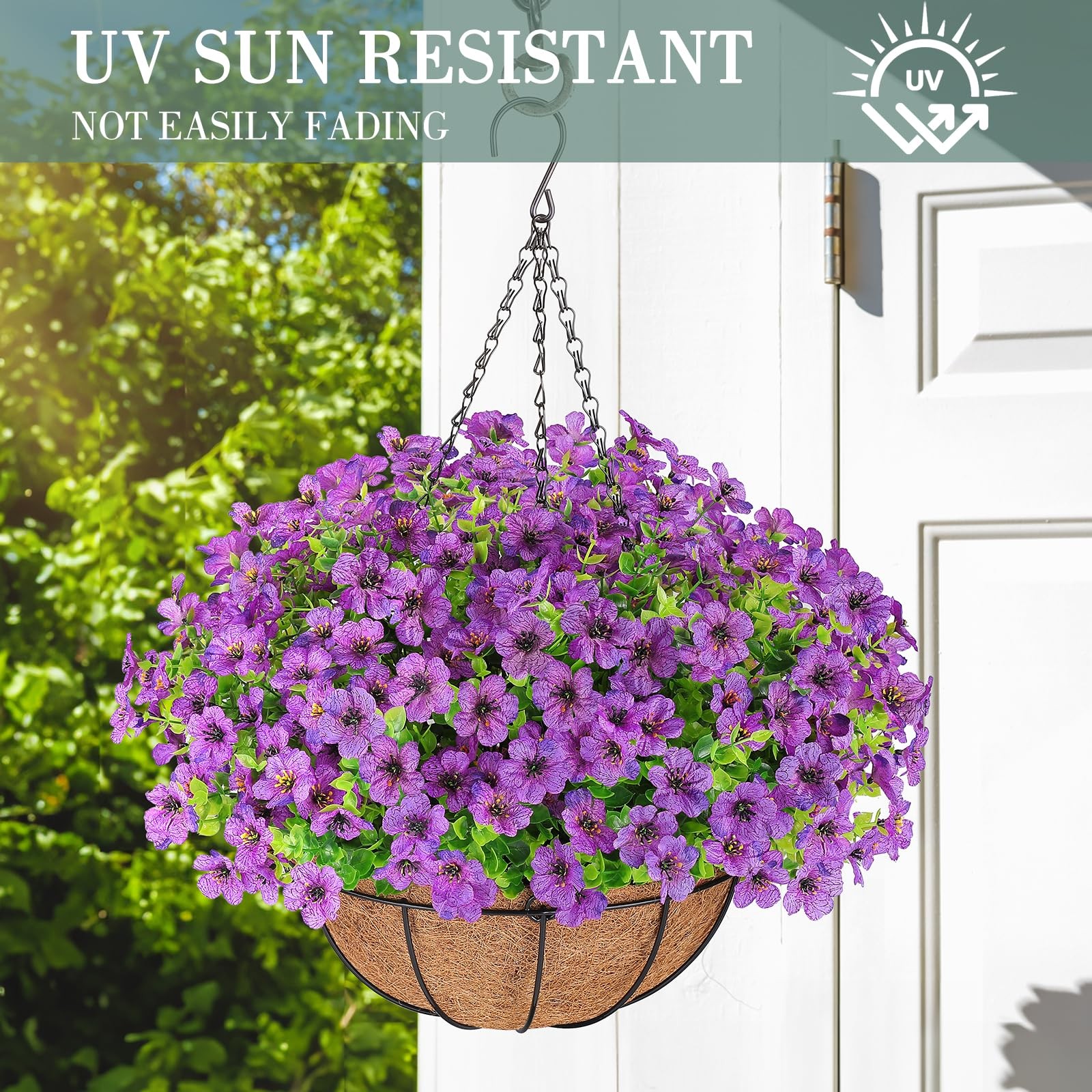 Artificial Flowers Hanging Plants in Basket,Artificial Hanging Flowers for Sp…