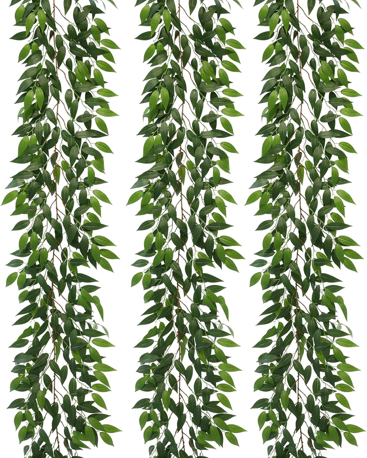 3 Strands Odorless Artificial Ivy Vines Kit, 71″ Silk Ivy Garland with Green Lea