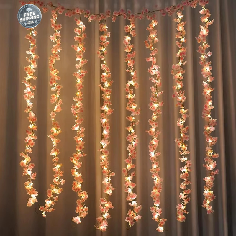 1pcs 180cm/71in Artificial Sakura Flowers Vine Silk Garland Wedding Party Decor