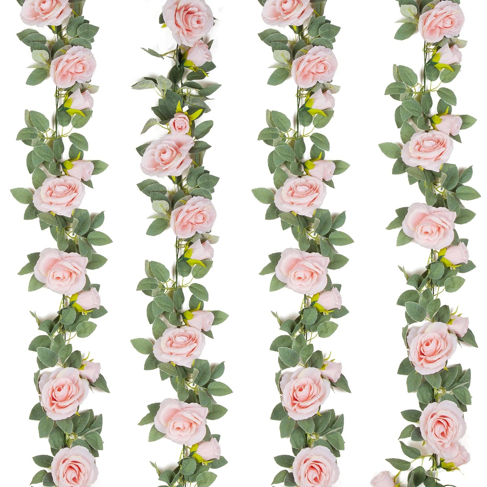 4Pcs 26FT Artificial Rose Vine Garland – Silk Flower Hanging Decor for Weddings,