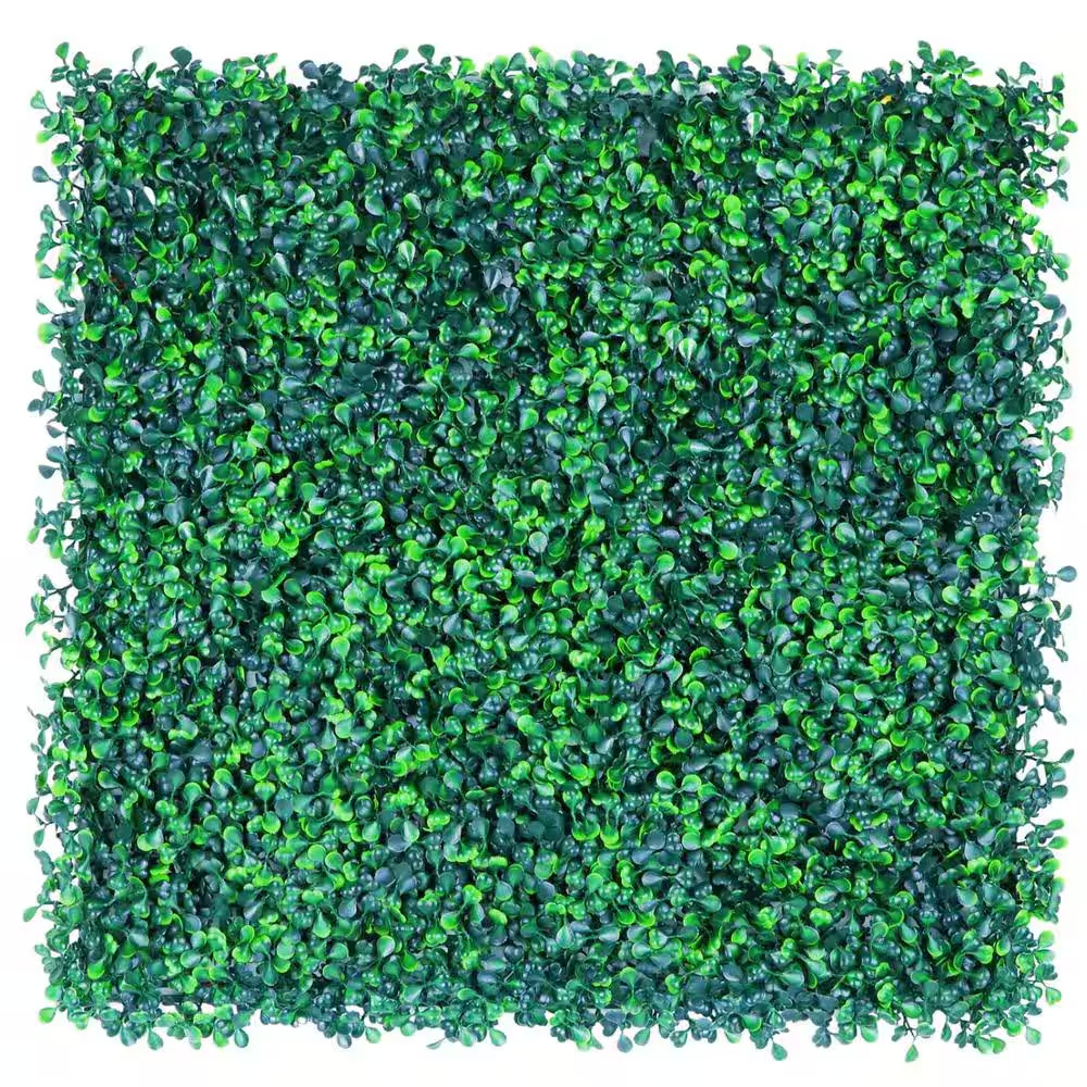 24 Piece 20 In. H X 20 In. W Green PE Artificial Boxwood Hedge Grass Wall Backdr