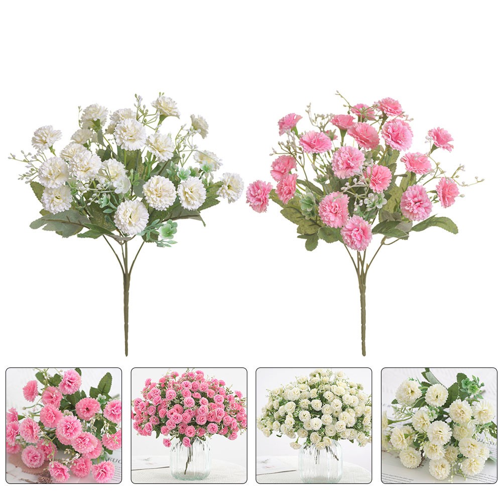 2Pcs Reusable Artificial Carnation Flowers Assorted Color Decorative Bouquet