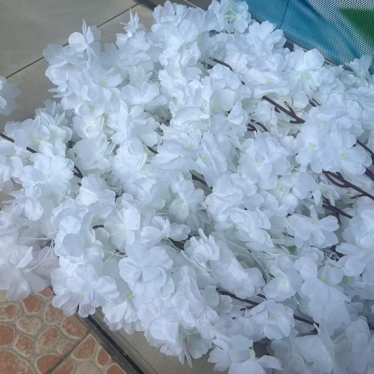50PCS Artificial Cherry Blossom, Silk Cherry Blossom Branches, Realistic Fake Fl