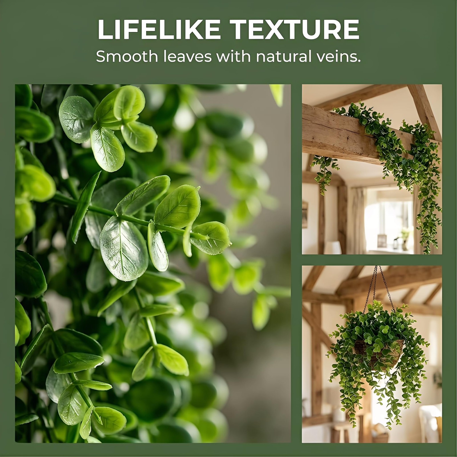 4 Pack Artificial Eucalyptus Hanging Plants 30 Inches UV Resistant Plastic De…