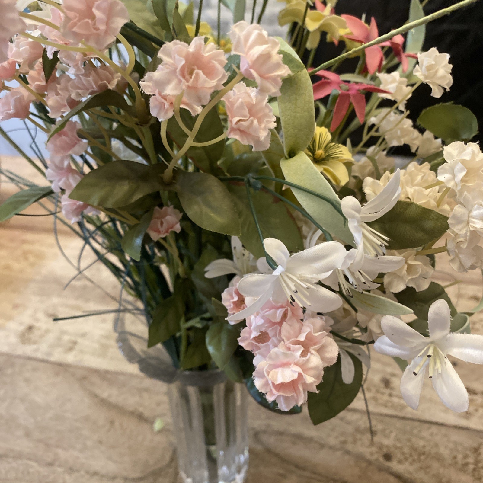 ARTIFICIAL FLOWERS ONLY… YELLOW, WHITE, PINK, LIGHT PINK, AND GREENERY NO VASE