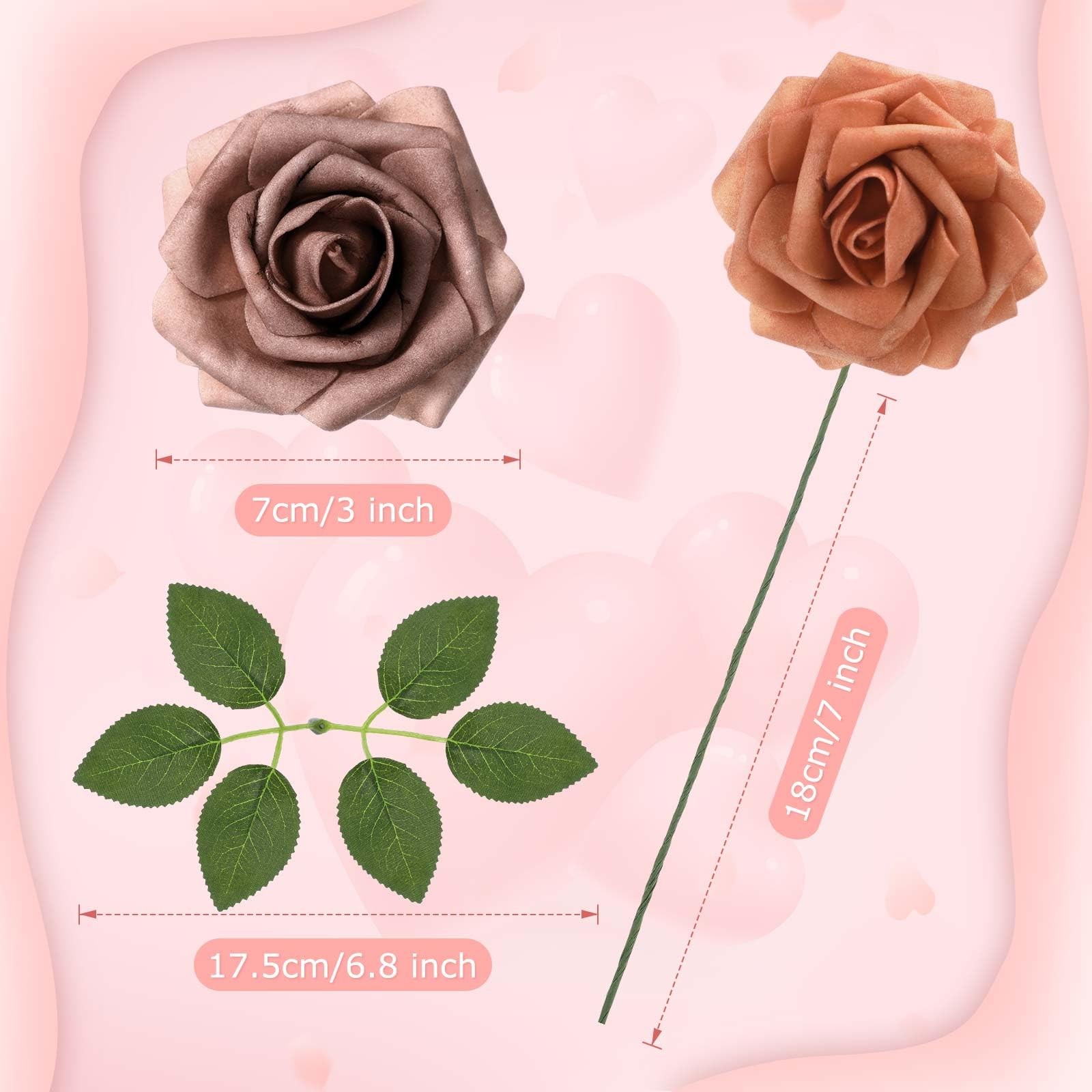 Luinabio 100 Pcs Artificial Foam Rose Flower Faux Bouquet Wedding Fake Rose G…