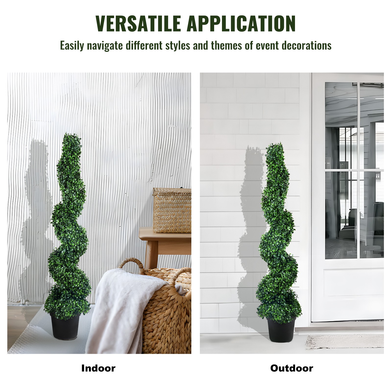 2Pack 5ft Artificial Topiary Spiral Tree Faux Plant UV Indoor Outdoor Home Decor