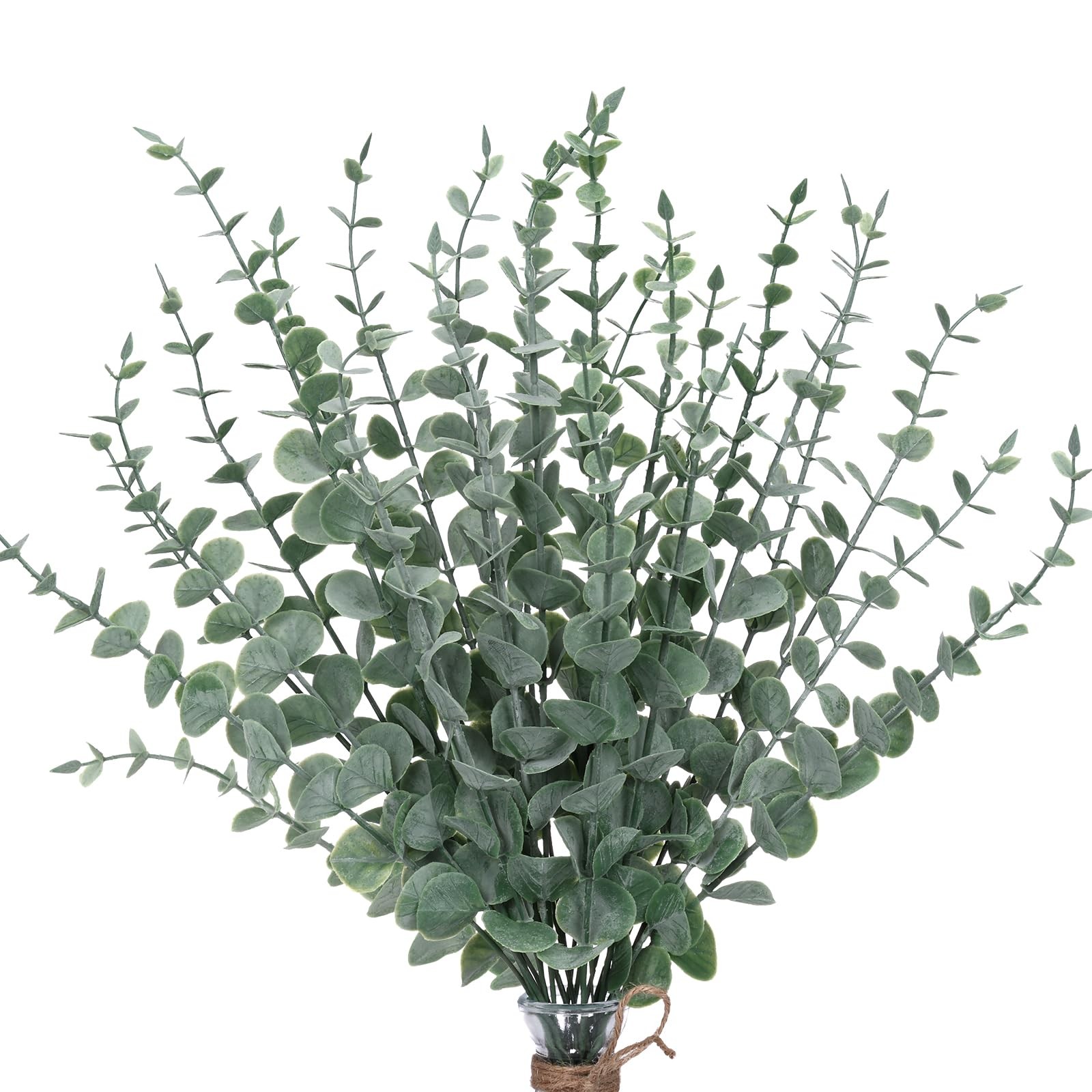 24pcs Eucalyptus Stems Artificial Eucalyptus Leaves Fake Greenery Branches Fa…