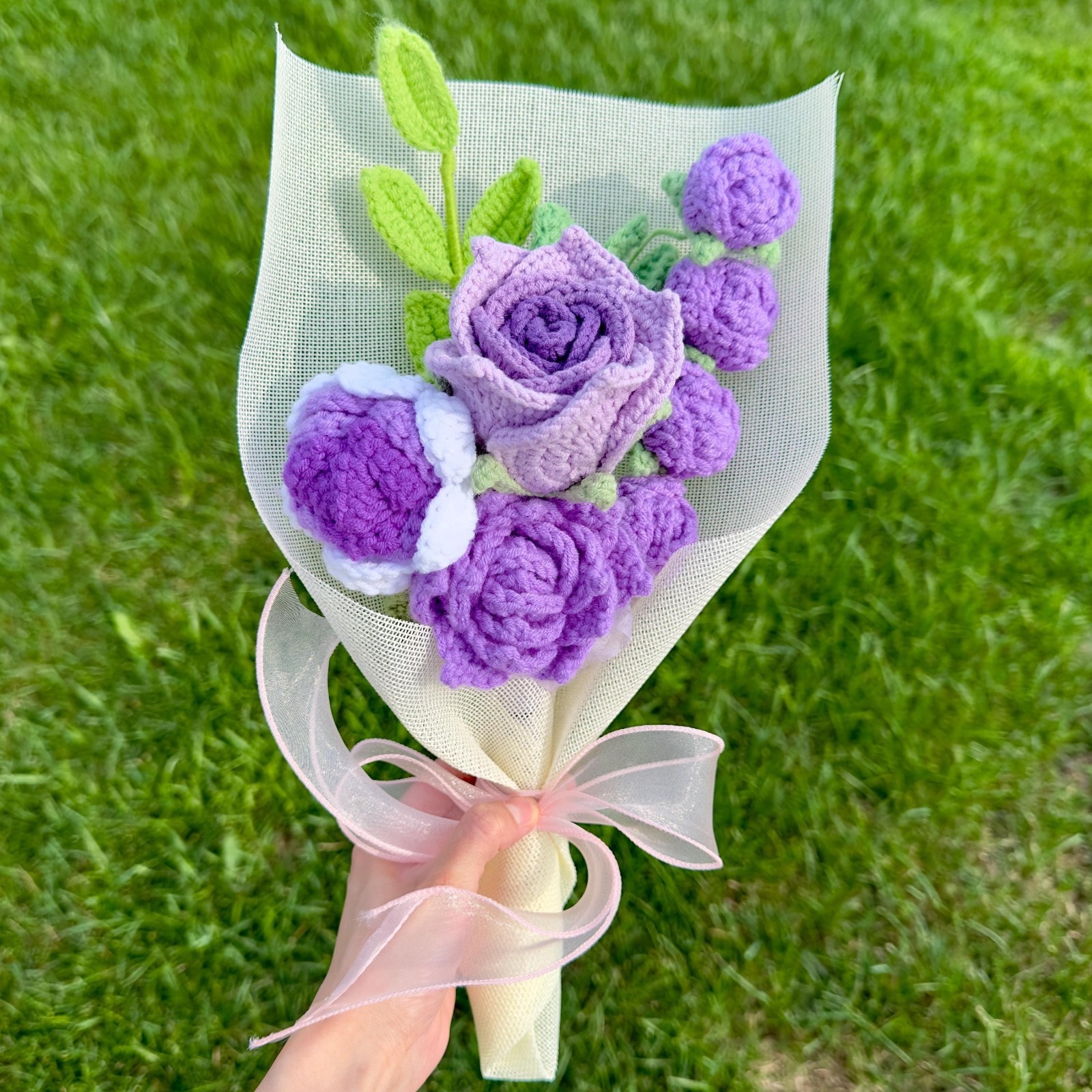 Crochet Rose Bouquet Handmade Forever Flowers Anniversary Gift for Her