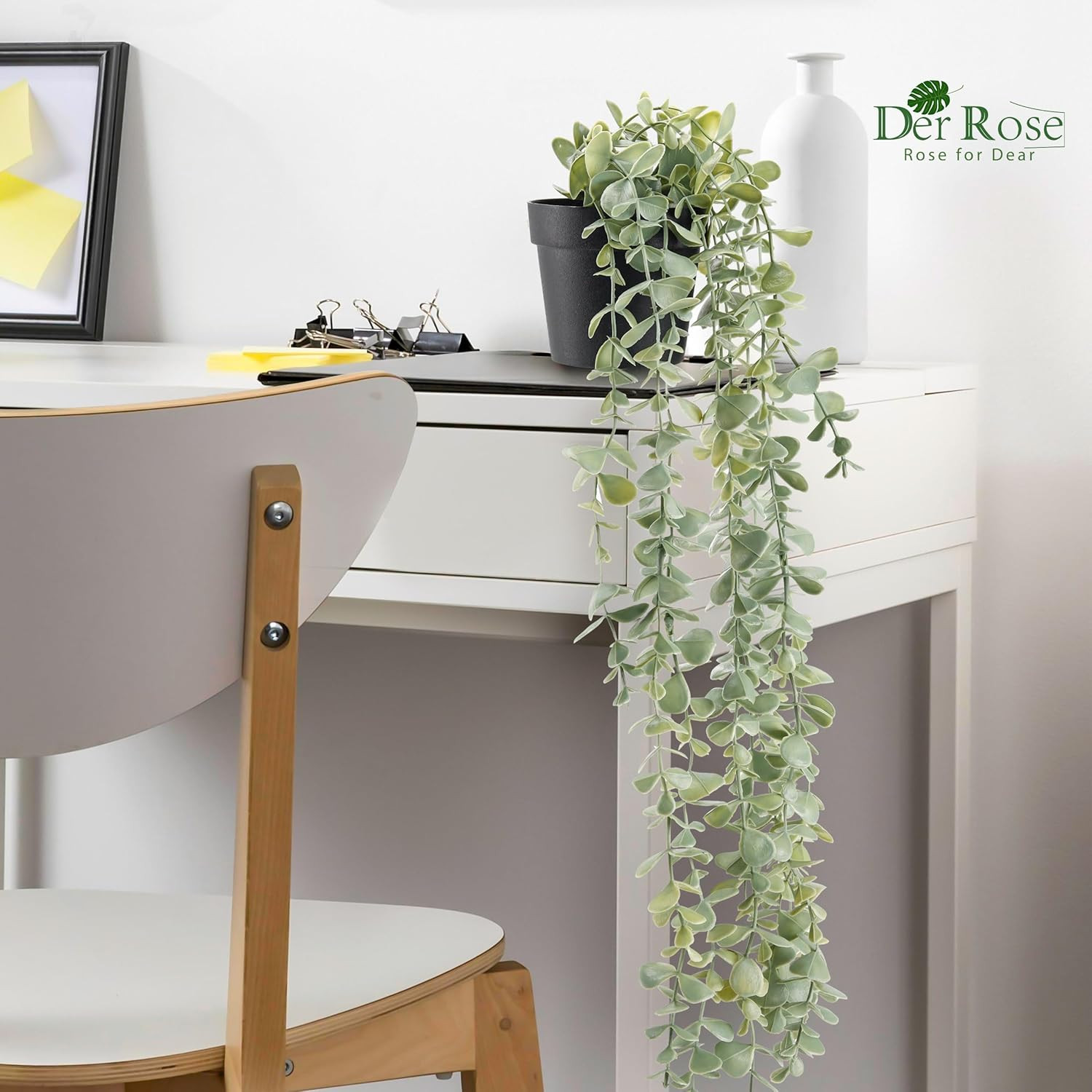 1 Pack Fake Hanging Eucalyptus Vine Plant for Bathroom Home Shelf Bookcase Decor