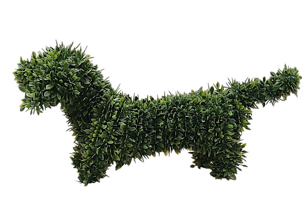 GrandinRoad 18″L Topiary Dog DACHSHUND Faux Realistic Boxwood Decor In Outdoor