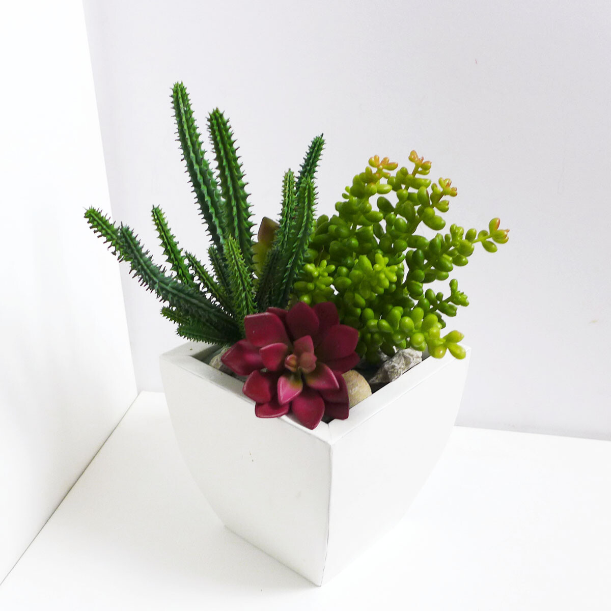 4 Pcs Artificial Plants Succulents Bean Red Louts Flower Pine Trees (#74)