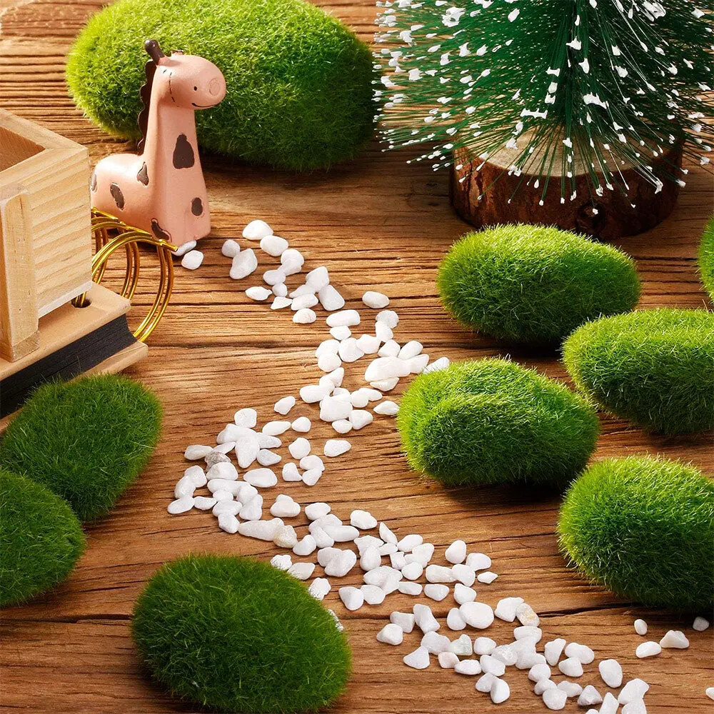New 10PCS/set 4 Sizes Artificial Moss Rocks Decorative Green Balls For Gardens