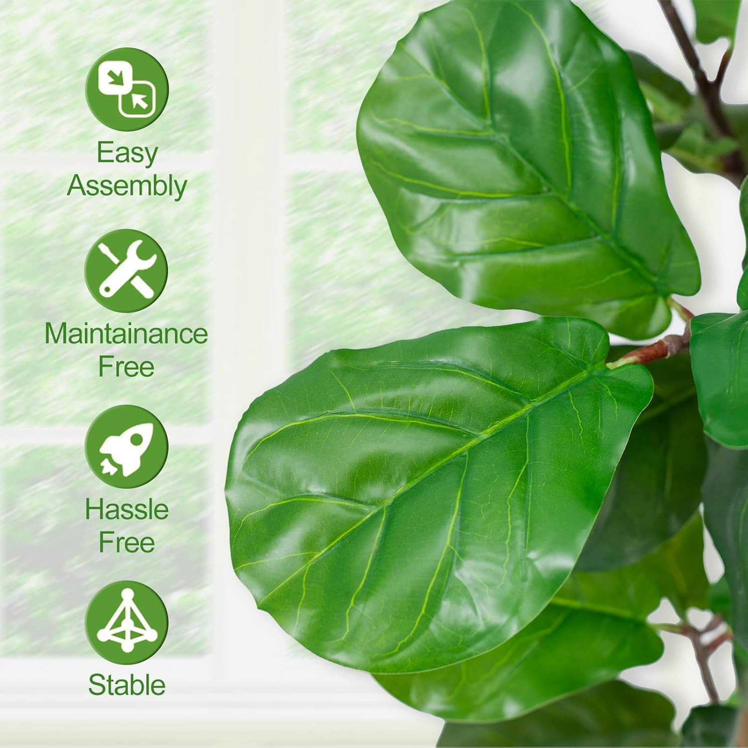 6Ft Faux Fiddle Leaf Fig Tree in White Pot – Perfect Indoor Decor Gift