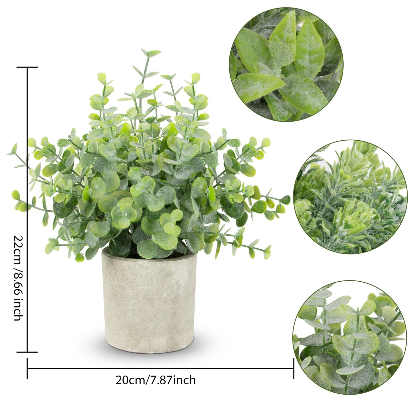 3 Pack Small Potted Fake Plants, Artificial Eucalyptus Plants, Lifelike Faux …